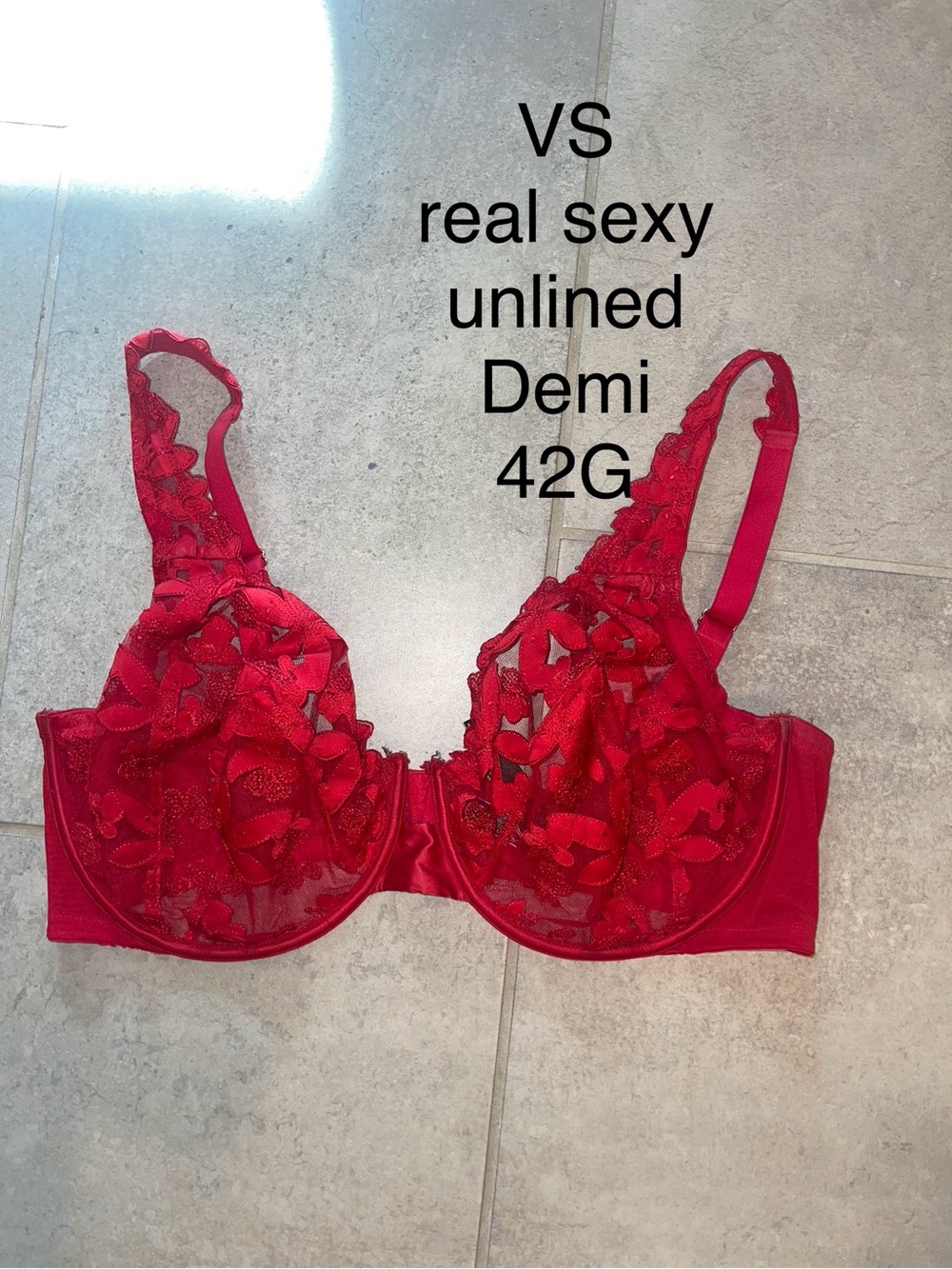 Victoria secret Red Lace Unlined Demi Bra